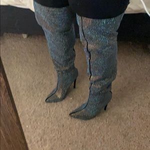 Dimond Studded Thigh-High stiletto Boots